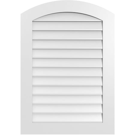 Ekena Millwork Arch Top Surface Mount PVC Gable Vent: Functional, w/ 3-1/2"W x 1"P Standard Frame, 28"W x 40"H GVPAR28X4001SF